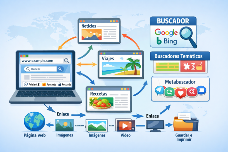 Representación de navegación web y búsqueda de información en internet